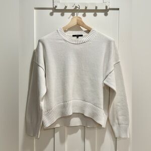Quince 100% Organic Cotton Boyfriend Sweater in Ivory White